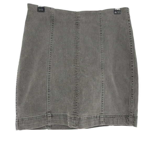 Free People Modern Femme Straight Mini Skirt Gray Denim Zip Back 4 - Picture 1 of 7